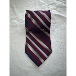 Hart Schaffner‎ Marx Mens Hand Tailored Silk Tie Red Blue Striped USA